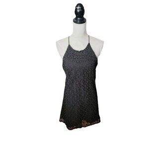 Zara Crochet Black Sleeveless Spaghetti Strap Evening Party Dress in Size Medium